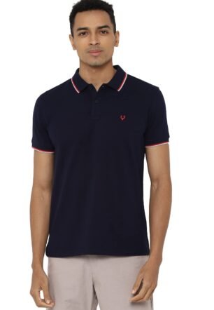 Allen Solly Men's Regular fit Solid Polo T-Shirt (ASKPQRGFW82524_Navy_L)