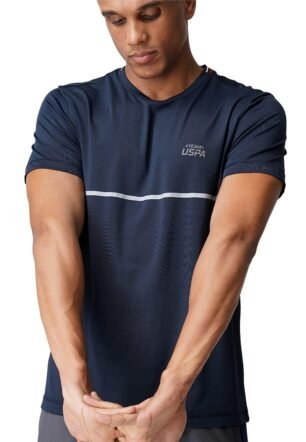 U.S. POLO ASSN. Men Reflective Logo Polyester Spandex I715 Regular Fit T-Shirt-Pack of 1 (Navy L)