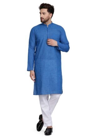 Jagdish GARMENTS Pure Cotton Only Kurta for Men Specially for Haldi Mehndi Ceremony (Blue, 40)