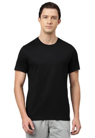 Van Heusen Men's Cotton Solid Regular Fit T-Shirt (Ihts1Lbke60052_Black,2XL