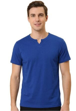 SASSY LOOKS Men's V-Cut Cotton T-Shirt | Stylish V-Neck Half Sleeve Casual Slim Fit Tee for Summer, Lightweight & Comfortable (Teal, 2X-Large)