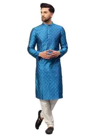 LATEST CHIKAN Men's Cotton Silk Blend Kurta and Pyjama Set