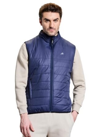 Boldfit Sleeveless Jacket For Men Winter Wear High Neck Jackets For Men Puffer Winter Jacket Winter Wear for Men Insulated Winter Jackets For Men Winter Monsoon Winter Jacket For Men - Navy L
