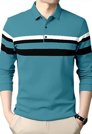 AUSK Men's Polo T-Shirt Full Sleeves Regular Fit Color-TealSize- Medium