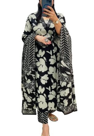 Rangnavi Women's Floral Printed Stright Kurta with Pant & Dupatta Set | Ethnic set | Kurta set