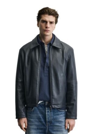 EXOTIX Men's Faux Leather Jacket | Collared Zip-Up, Classic Style | Black crop leather jacket | Racing Sports Regular Bomber Collared Jacket for Men (IN, Alpha, S, Regular)