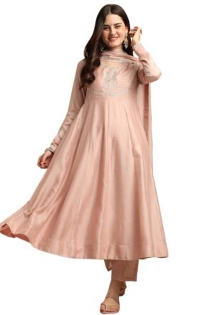 MOKOSH Women's Silk Kurta & Pant with Dupatta Set (417-03-L_Rose Pink)