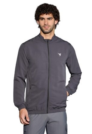 TECHNOSPORT Men's Slim Fit Solid Regular Jacket With SPF50+, Quick Dry for Regular Use - (MJPM86CGY_City Grey_M)