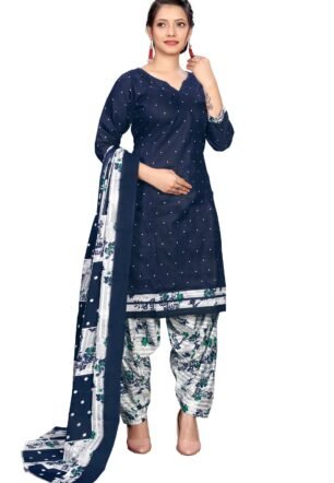 Rajnandini Navy Blue Cotton Printed Readymade Patiala Salwar Suit (Ready to Wear-Vsrw4079-Xxl, Womens)