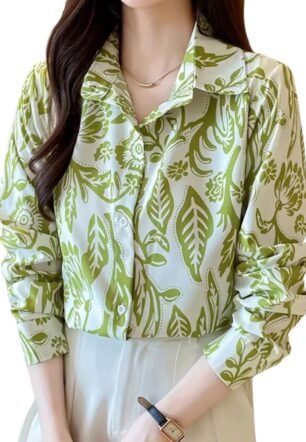 Leriya Fashion Shirts for Women – Korean Style Long Sleeve Oversized Button Down | Plus Size Workwear Top for Office & Casual Wear