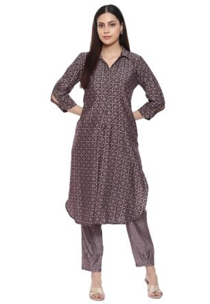 BIBA WOMEN PRINTED STRAIGHT MIX AND MATCH(WORK WEA2132_PURPLE_34)