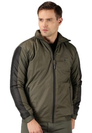 VROJASS Full Sleeve Solid Men's Sleeve Combination Bomper Jacket (M, Olive Green)(VROBJF-OL_SB-M)
