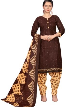 Rajnandini Brown Cotton Printed Readymade Patiala Salwar Suit (Ready to Wear-Vsrw4082-Xxl, Womens)