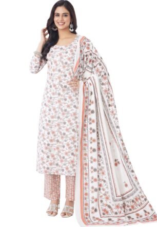 Miraan Cotton Printed Readymade Salwar Suit For Women (MIRAANBAND3316XXL_White_2XL)