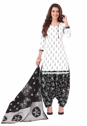 Miraan Cotton Printed Readymade Salwar Suit For Women(BANDCOLOR915XL, White, XL)