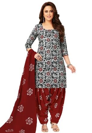Miraan Cotton Printed Readymade Salwar Suit For Women (MIRAANSANBAT503XL_Grey_X-Large)