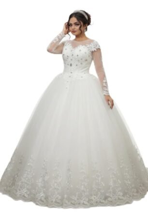 Women Designing Christian Wedding White Bridal Ball Gown Full Stitch with Extra Sleeves GLHMD16050083 (Small)