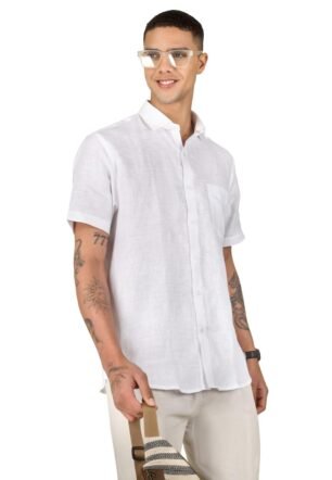 Men's Pure Linen Shirt Formal and Casual Wear White
