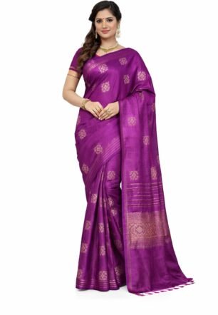 SERONA Kosha Silk Saree, Purple, Traditional Indian Ethnic Wear with Woven Design (PURPLE)