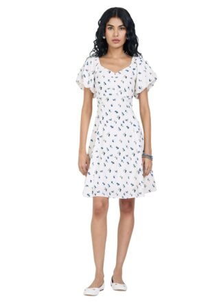 by Pantaloons Women's Dress | Slim Fit | Sweetheart Neck | Half Sleeves | Above Knee