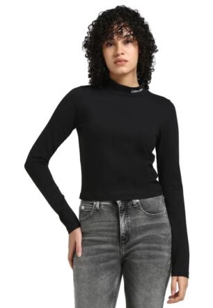 Jeans Slim Fit Viscose Mock Neck Top