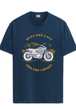 Men's Royal Bike Design Printed 100% Cotton T-Shirt - Regular Fit, Printed T-Shirts for Men (RN24-RYL-SB_Teal)