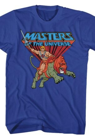 Masters of the Universe He-Man Battle Cat T Shirt Blue, Blue, 3X-Large
