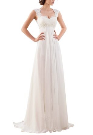 Wedding Dresses for Bride 2023 Sleeveless Lace Petite/Plus Size Bridal Gowns for Civil Wedding for Beach Wedding, Ivory, 20 Plus
