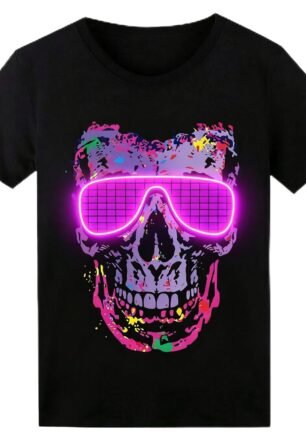 mens Western T-Shirt, Purple Skull
