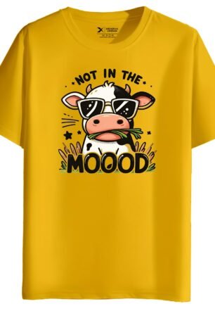 Men's Regular Fit Printed Round Neck Cotton T-Shirt | Graphic Printed Casual Wear Unisex Fit Tshirt - RNM-MOOOD-MST