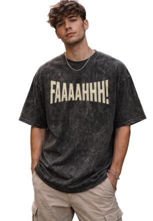 100% Cotton Oversized T-Shirt Unisex Drop Shoulder Dye Washed Street Look Black Pack of 1 (in, Alpha, Regular, Optical FAAHH)