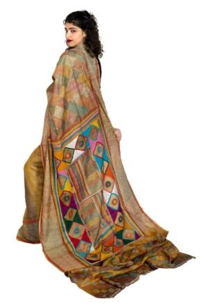 Handmade kantha stitch Saree with Blouse for Women, Blue…