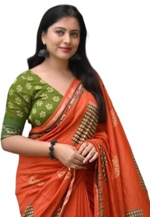 Women's Classic Zari Pattu Woven Border Pure Chanderi Cotton Saree With Blouse