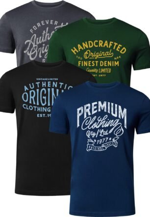Men's T-Shirts 4 Pack - 100% Cotton Printed PRINT-002, P1, 3XL