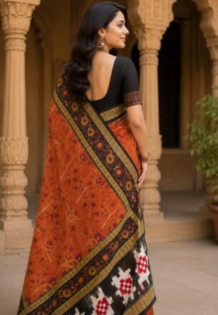 Women's Traditional Printed Saree with Designer Border Elegant Ethnic Wear for Festive Wedding Party Function (Yellow)