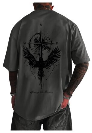 Men's Drop Shoulder T-Shirts Graphic Printed Tees Streetwear Top