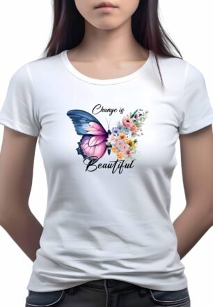 Women's 100% Cotton Printed Regular fit Round Neck T-Shirt - WRN-Beautiful-WHT