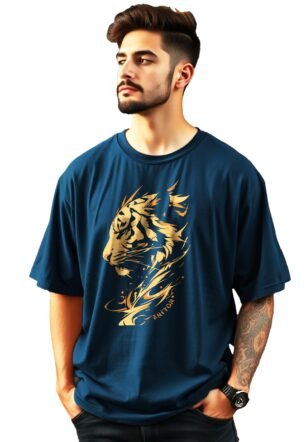 Oversized T-Shirts || Printed Loose Fit Half Sleeve Tshirt for Mens Teal