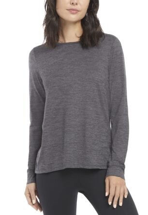 Women's Active Long Sleeve Tie Back T-Shirt, Black Heather, X-Large