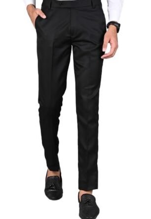 Men's Reguler Fit Polycotton Trouser Pant's Formal Trouser Casual Trouser Pant (Z-Black)
