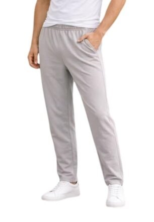 Men's Casual Grey Lower | Regular Fit Track Pants with Elastic Waist-L