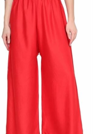 Women's and Girls Cotton Reyon Regular Fit Palazzo Pants - Available Size - 2XL, 3XL,4XL Black-Red
