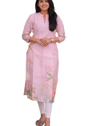 Chanderi Calf Length 3/4 Sleeve Kurta for Women | Kurti for Woman | Kurti | Kurti for Womens Latest | Kurta (KT114_Pink)