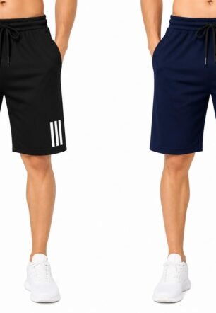 Men's Athletic Shorts with Deep Side Pockets, Pack of 2 Black, Navy Blue