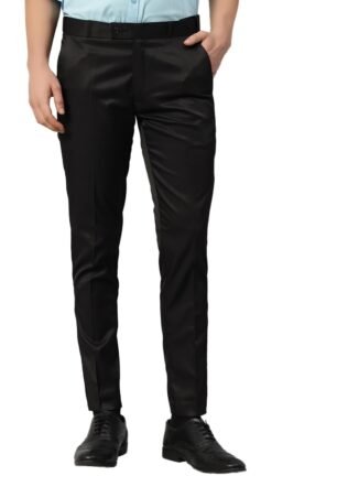 Formal Pant with Expandable Waist for Men | Men's Cotton Regular Fit Flat Front Pant for Party and Casual Wear (Black)