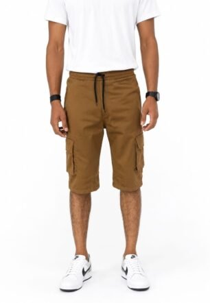 Men's Relaxed Fit Cargo Parachute Shorts | Multiple Utility Pockets Shorts for Men | Brown