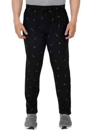 Men's Regular Fit Printed Track Pants (P6_Pant-New_Black)