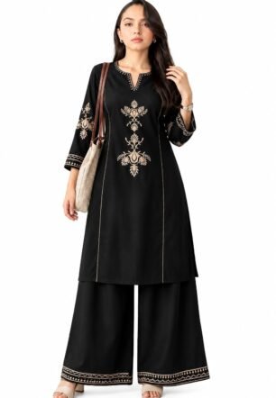 Women's South Cotton Embroidered Kurta Palazzo Set Ethnic Wear