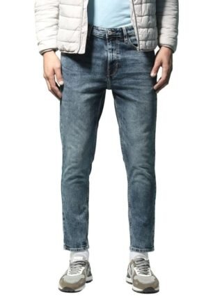 Blue Mens Cropped Fit Jeans