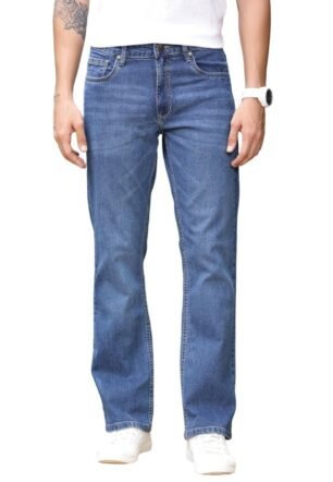 Men's Mid-Rise Clean Look Boot Cut Jeans (TSJ217_Mid Indigo)